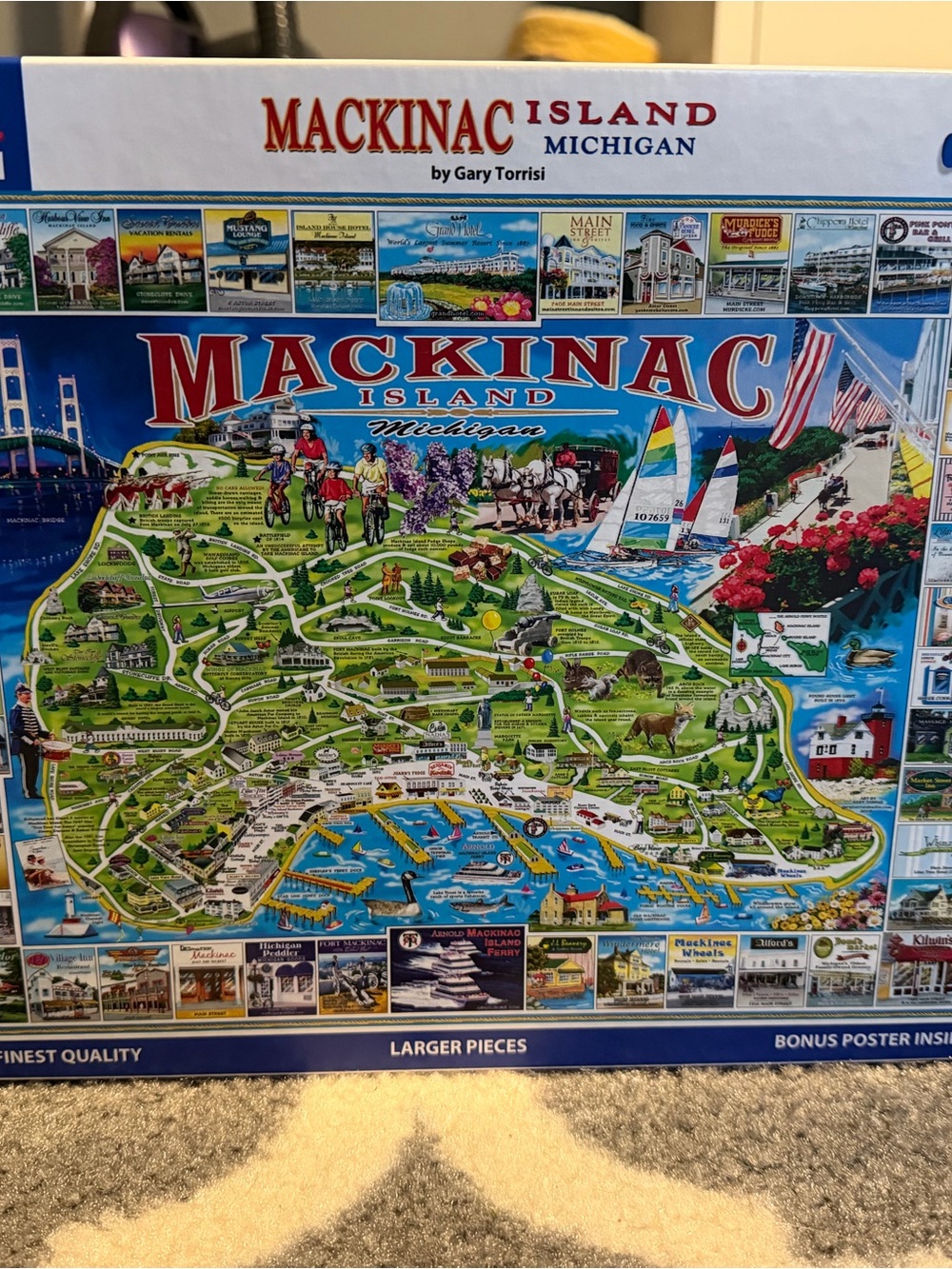 Mackinac Island Michigan Illustrated Puzzle - Colorful Map 1000 pieces